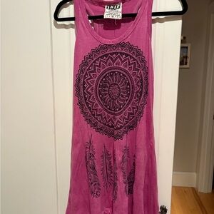 Pink Sleeveless Dress with Mandala Design